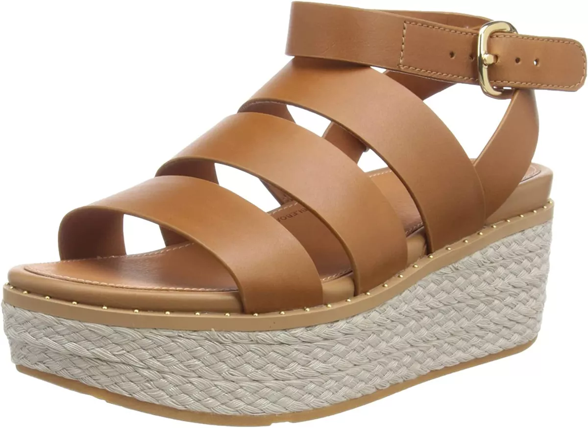 FitFlop Eloise Light Tan Ankle Strap Open Toe Strappy Espadrille