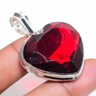 Mozambique Garnet Gemstone Pendant Handmade Antique Heart Shape Jewelry 1.70"