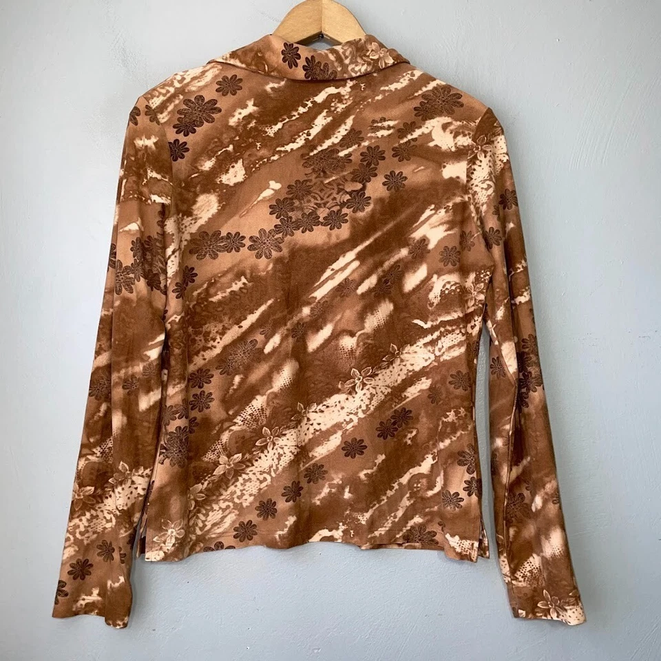 Top corto floral marrón talla mediana Tangents para mujer Y2K retro años 70 Foto 4 de 4