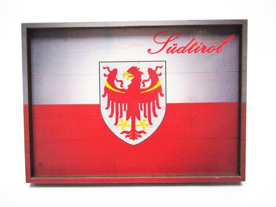 South Tyrol Italy Flag Souvenir Deluxe Wooden Magnet 8.5 cm New