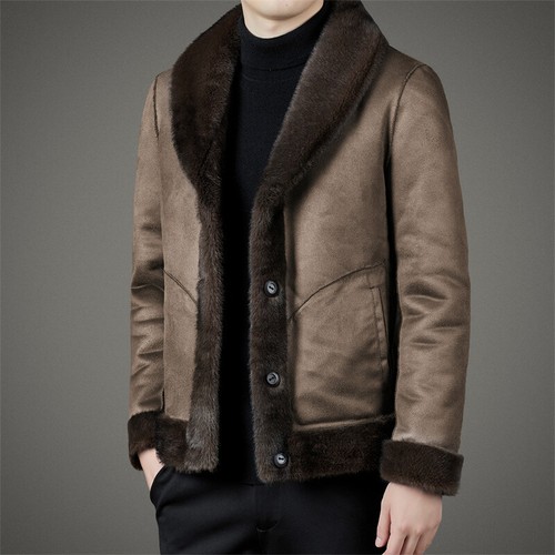 Fur All-in-one Jacket Men's Reversible Fur Jacket Short Thickened Warm Mink Fur - Picture 5 of 13