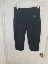 UNDER ARMOUR Fitted Women's Baseball Softball Capri Pants Size M Medium Black 