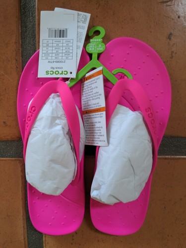 Brand new with tags - Crocs Flip Flops Size 8 Bright Pink Crush