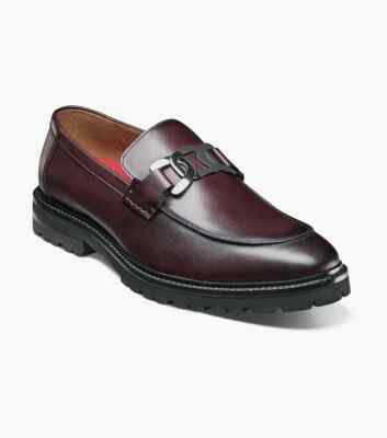 Stacy Adams Men's Hale Moc Toe Bit Slip On Bordeaux Loafer 25678-646
