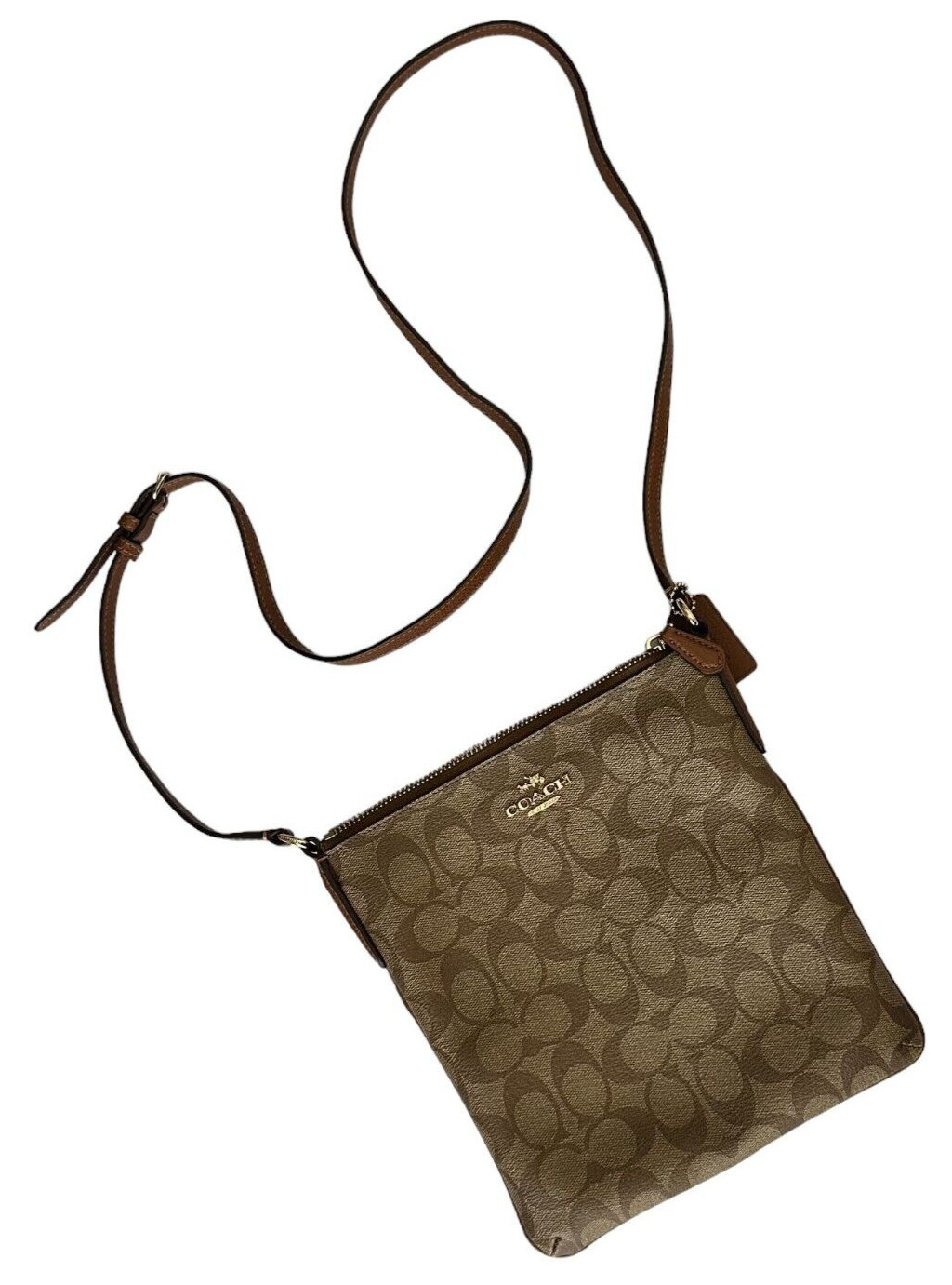 Coach Brown Leather Logo Crossbody Bag - Womens Signature Swingpack-image