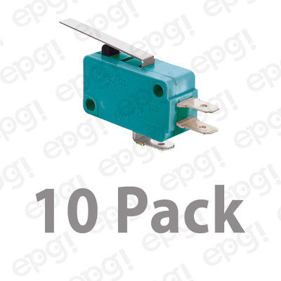 10 PACK - NORMAL OPEN/NORMAL CLOSED FLAT LEVER MICROSWITCH 10A-125V #MSW02G-10PK