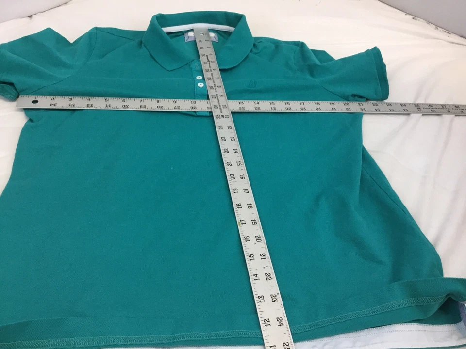 Orvis Polo Shirt L Women Aqua Cotton Stretch Made Peru Worn Once YGI R1-344 - Image 2 of 4