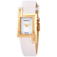 NEW Versace VELU00219 Greca Icon Swiss Gold Tone White Leather Ladies Watch SALE