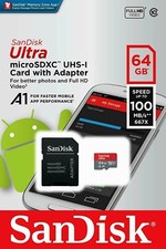 New SanDisk ULTRA 64GB microSDXC UHS-1 Card With Adapter A1 64 GB