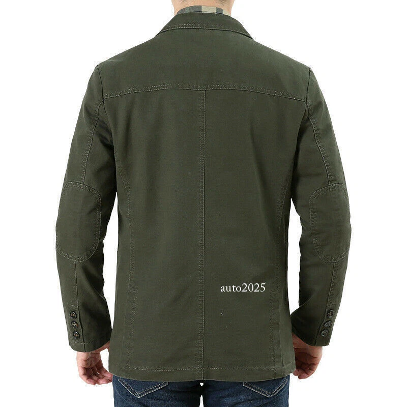 Blazer informal para hombre chaqueta manga larga algodón lavado tres botones trajes abrigo regalo Foto 4 de 4