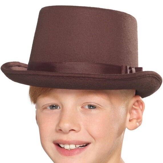 Childs Unisex Top Hat Kids Childrens Fancy Dress Topper hat Brown by Smiffys eBay
