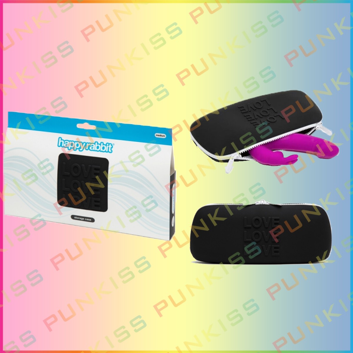 Happy Rabbit Adult Sex Toys Zipper Bag Storage Case💋Safe & Discreet  Silicone