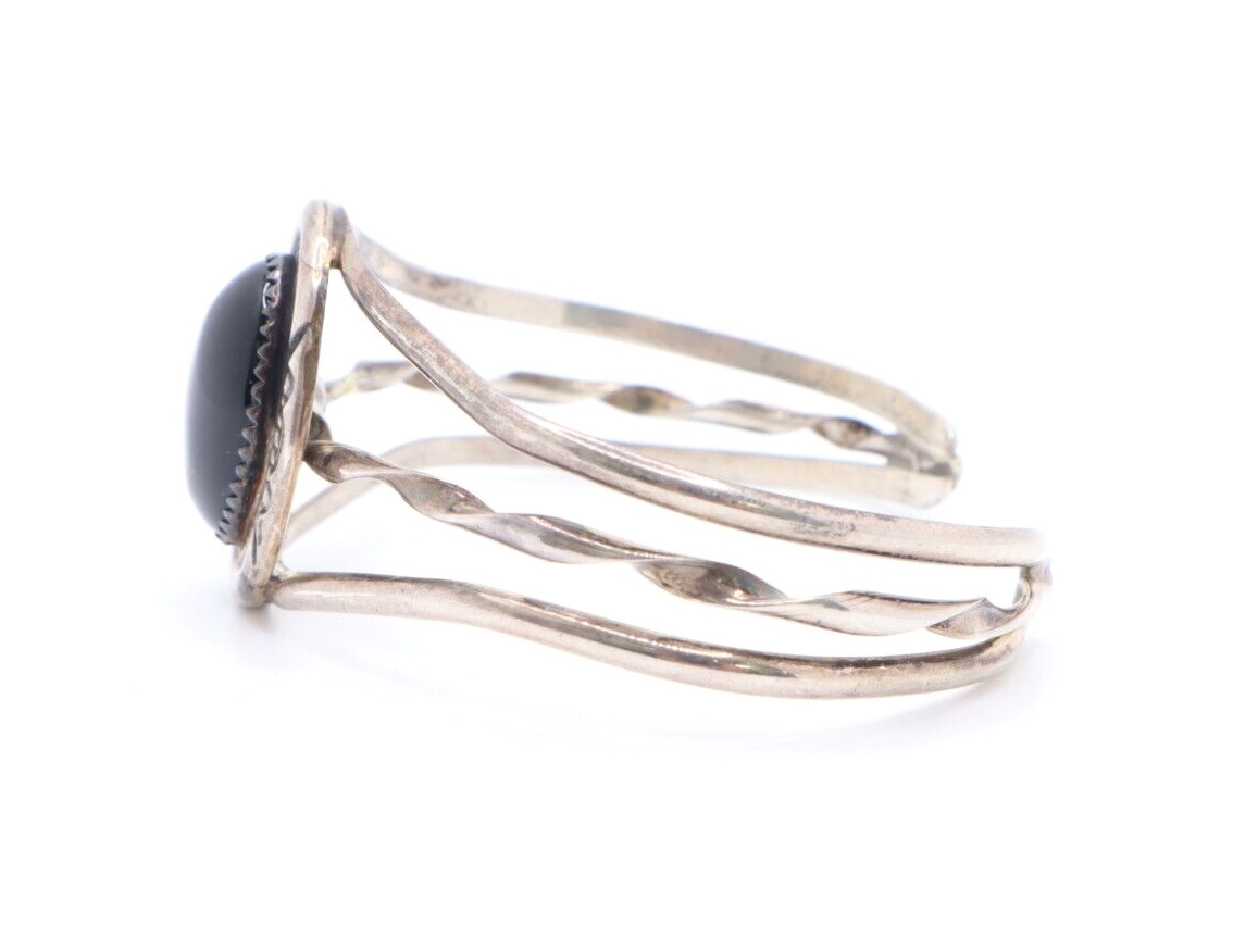 Sterling Silver 925  Oval Black Onyx Twisted Vint… - image 2