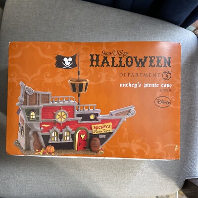 Department 56 Disney Halloween Mickey's Pirate Cove Snow Village Lighted Ship