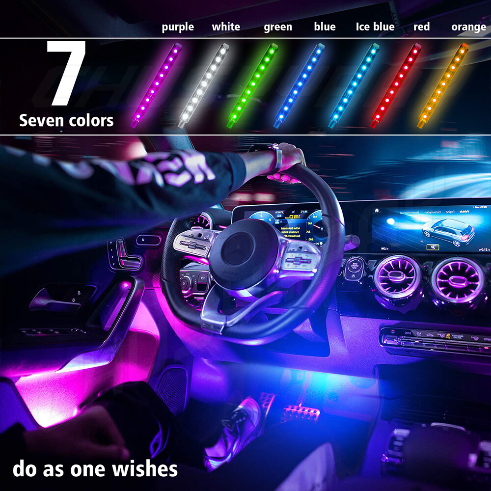 RGB Glow Interior Car Lamp Kit Under Dash Foot Well Seats Inside Lighting US
