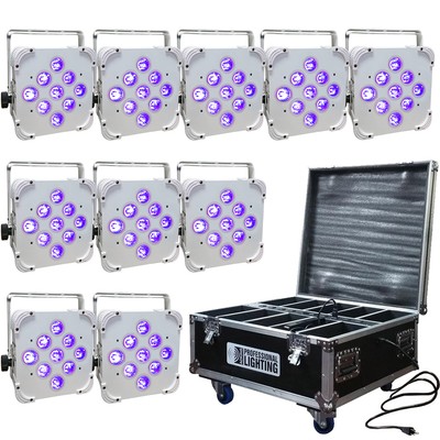 Led Battery Powered Wireless Dmx - 16 Hour - 10 Lights W/Case - 9X6W Rgbaw+Uv - Wedding Up Lights (619159944433)