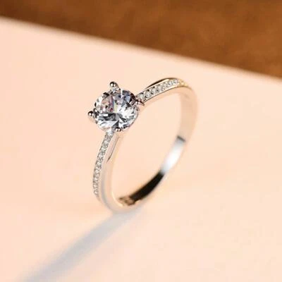 Beniamino Ladies Ring 925 Sterling Silver Solitaire Rhodium Plated Silver Ring Original Packaging