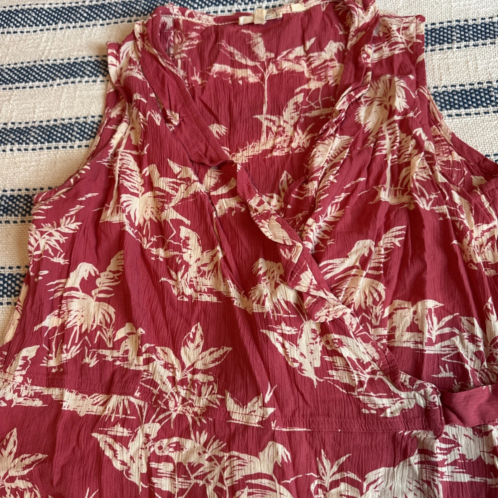 OFF WHITE Fat face 6 Vestito Donna Rosso Off White Spiaggia Palma Avvolgente Ruffles