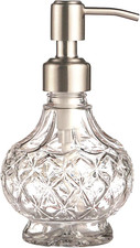 Soap Dispenser with Pump, Clear Crystal Design, Refillable
