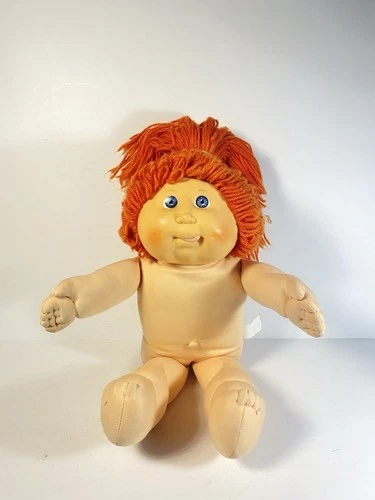 Vintage 1978 1983 Cabbage Patch Kids Doll Orange Yarn Hair Blue Eyes Tongue Out