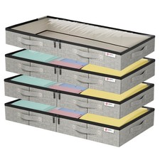 4.5 Inches Under Bed Storage Containers with Sturdy Sidewalls/Bottom 4 Pack