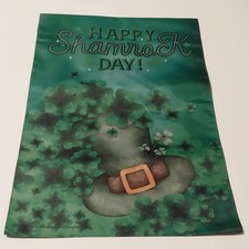 Happy Shamrock Day St. Patrick's Day, Garden Flag 12 x 18 Inch Double Sided