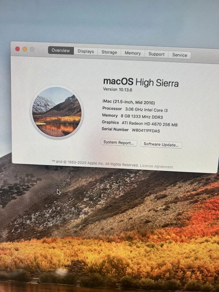 Apple iMac 21.5” 2010 3.06GHz C2D, 4GB Ram, 500GB HDD, OS High Sierra W/ Acc. - Image 2 of 4