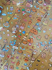 Random Lot Of 3 Kawaii Capybara Sticker Sheets: Transparent Cute Sticker Sheets