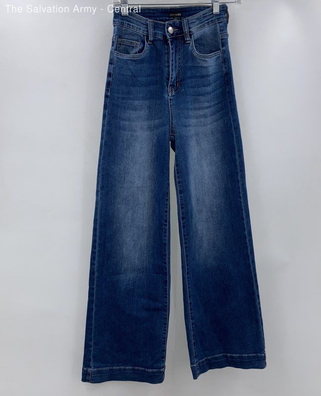Coco + Carmen Womens Blue Medium Wash 5-Pocket Design Wide-Leg Jeans Size Small
