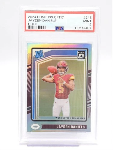 JAYDEN DANIELS 2024 DONRUSS OPTIC RATED ROOKIE HOLO PRIZM A RC PSA 9 Q0004