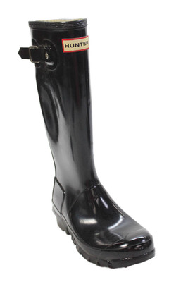 Hunter Womens Pull On Gloss Knee High Rain Boots Black Size 4 Medium