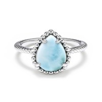 Cavill Larimar Silberring 925 Sterling Tropfen 1,95Ct Hellblau Damen