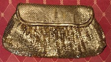 Vintage Handbag Gold Mesh Envelope Clutch Lined flaw  READ  8.5  x4  