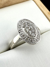 10k White Gold 0.15ct Diamond Cluster Dainty Cocktail Ring