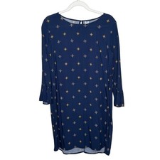 Old Navy Womens Medium Long Bell Sleeve Woven Shift Navy Georgetown Dress