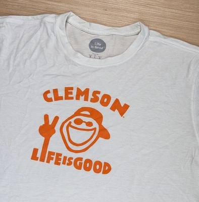 Life is Good Clemson Tigers JAKE White Orange Lightweight T Shirt Men L