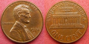 1974 S. Lincoln Memorial Cent / Penny / DDO - DDR / AU