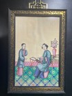Antique Chinese Export Pith Paper Paintings – Pair of Court Ladies in Interior S — photo 2