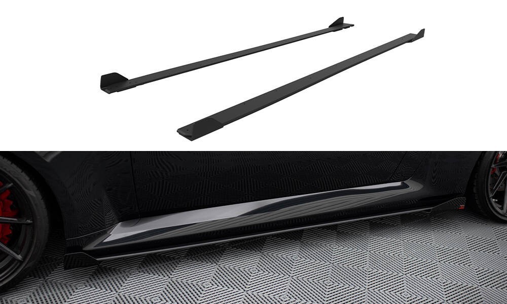 Rajouts des bas de caisse Maxton Street Pro V1 pour BMW M2 G87 noir brillant avec rabats