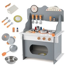 Pretend Play Toy Kitchen Set w/Clock, Stove, Spice Rack, Faucet  Sink  Oven