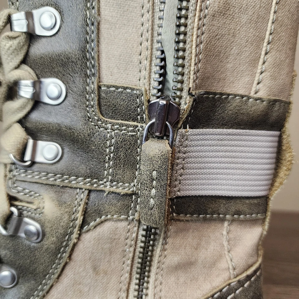 Sorel Major Carly Botines Cremallera Lateral Con Cordones Mujeres 8 Combate Moto Grunge Y2K Foto 3 de 4