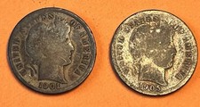 1901 & 1905 Barber Dimes
