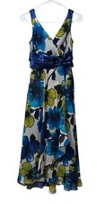 EVAN PICONE Size 4 Dress Sleeveless Polyester Floral Ribbon Waist Lined Flowing