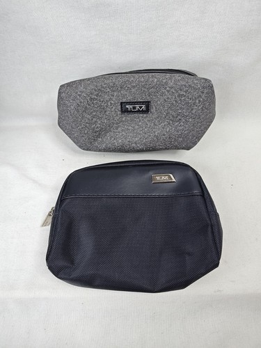 TUMI For Delta Travel Toiletry Bag Case Set  Of 2 Black Gray Lot Of 2 
