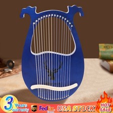 New Lyre Harp 16 Metal String Harp Solid Wood Mahogany with Tuning Wrench Gift