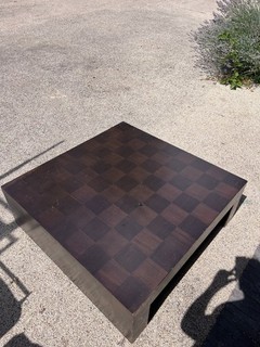 90s/00s large wooden checkerboard veneer coffee table