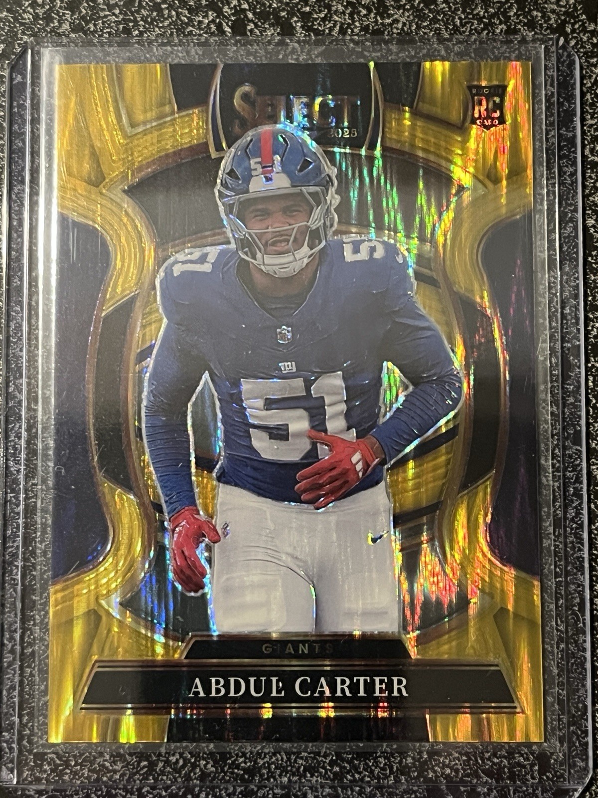 2025 Panini Select - Concourse Abdul Carter Gold Shock Prizm /10 RC NY Giants
