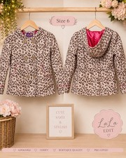 Pale Poldum Girls Leopard Print Hooded Button Jacket w/ Pockets Size 6