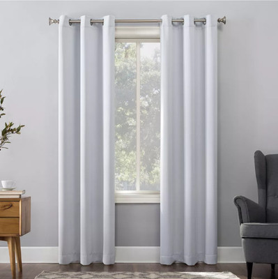 Sun Zero Gray 1-Panel 40 in x 84in Room Darkening Curtain Lichtenberg White Bue