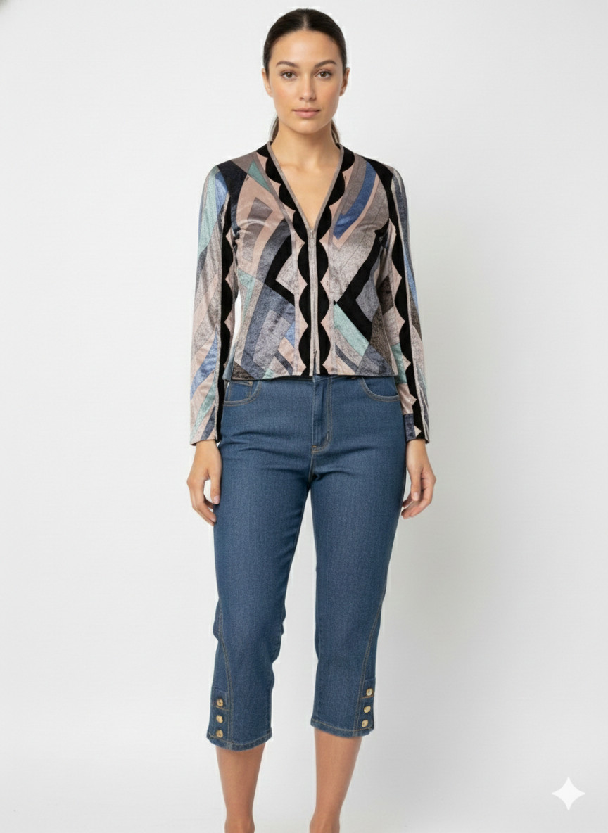 Emilio Pucci, Emilio Pucci giacca vintage geometrica in velluto con zip